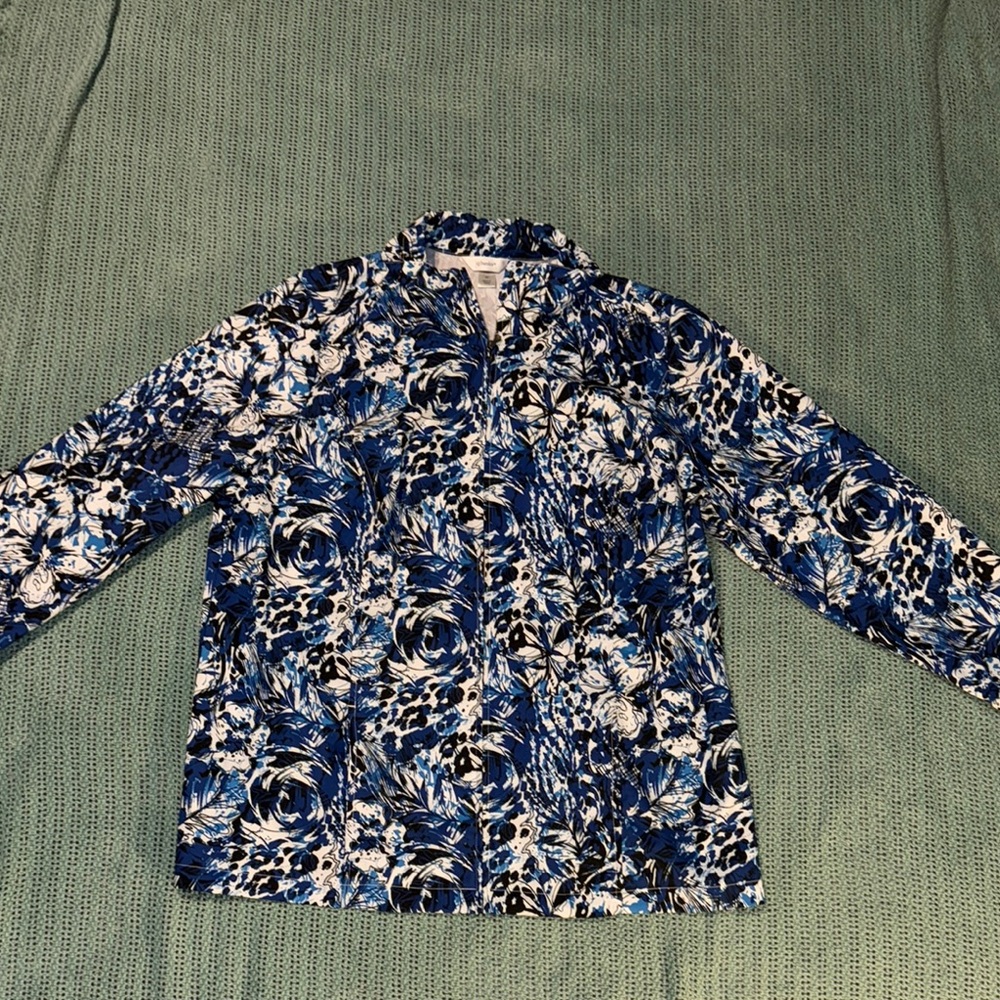 2X CJ Banks Lightweight Jacket Blue Floral